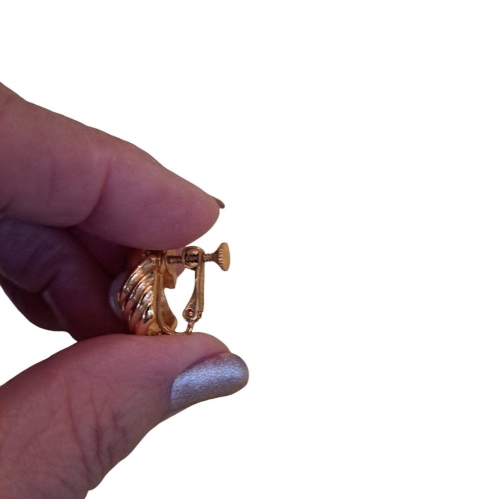 Napier vintage love Knot pearl screw back earrings 1960 style - Picture 2 of 2